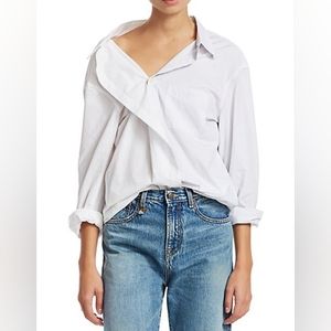 NWT R13 Two Tone White And Stripped Assymetric shirt